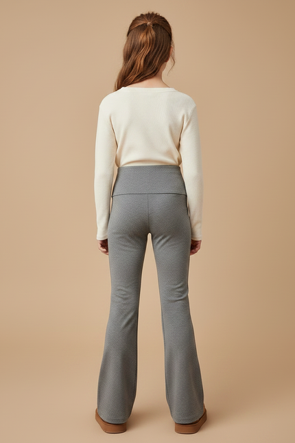 Pantalon Patte D'Éléphant Gris Taille Haute Confortable Enfant - Maille - vue 2