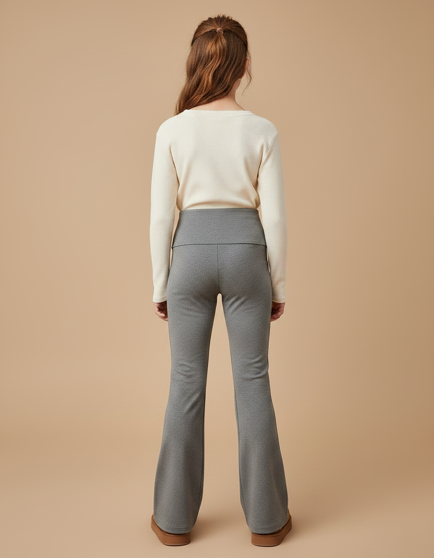 Pantalon Patte D'Éléphant Gris Taille Haute Confortable Enfant - Maille - vue 2