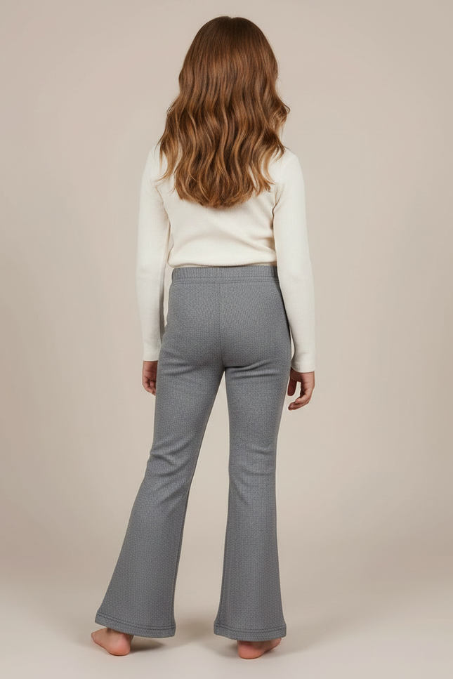 Pantalon Patte D'Éléphant Gris Côtelé Évasé Enfant - Maille - vue 2