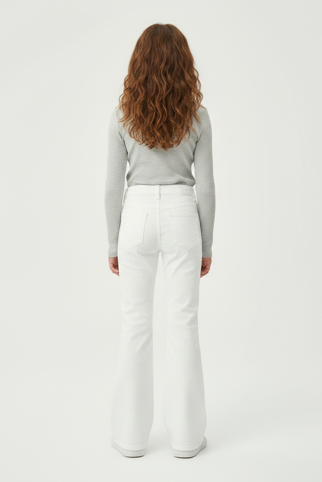 Pantalon Patte D'Éléphant Blanc Enfant Côtelé Confortable - Jean - vue 2