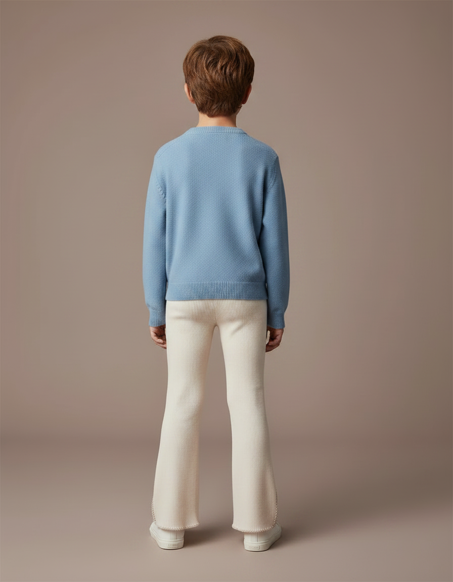 Pantalon Patte D'Éléphant Crème Côtelé Évasé Confortable Unisexe - Beige Maille - vue 2
