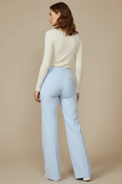 Pantalon Patte D'Éléphant Bleu Ciel Fluide Élégant Taille Haute - Polyester - vue 2