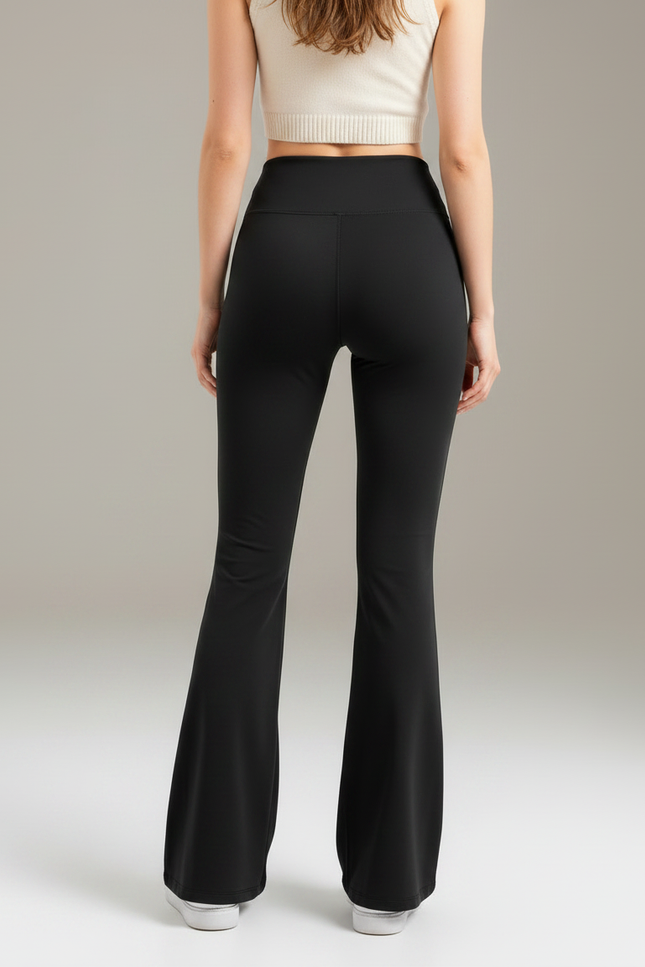 Pantalon Patte D'Éléphant Noir Évasé Taille Haute Stretch Confortable - Polyester - vue 2