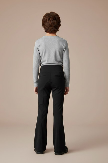 Pantalon Patte D'Éléphant Noir Uni Taille Haute Évasé - Maille - vue 2