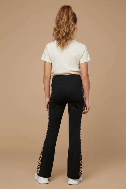 Pantalon Patte D'Éléphant Noir Imprimé Léopard Fille Sport Chic - Polyester - vue 2