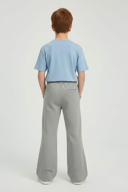 Pantalon Patte D'Éléphant Gris Chiné Décontracté Enfant Confortable - Molleton - vue 2