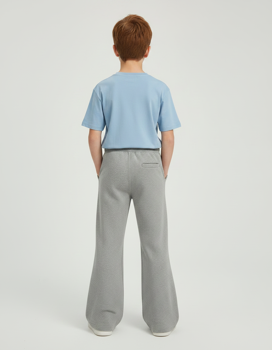 Pantalon Patte D'Éléphant Gris Chiné Décontracté Enfant Confortable - Molleton - vue 2