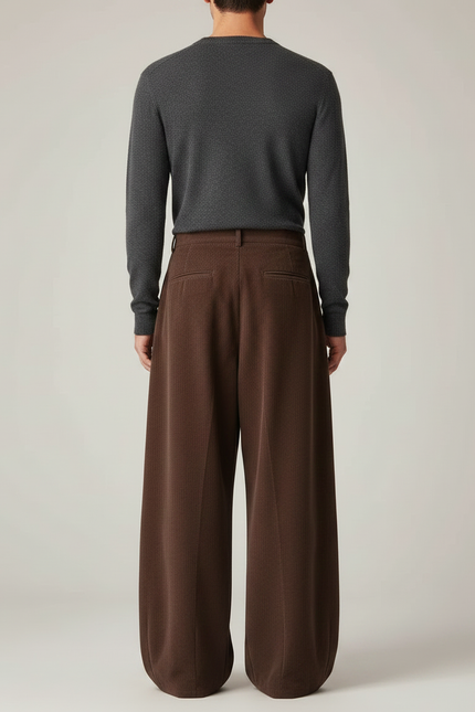 Pantalon Patte D'Éléphant Marron Côtelé Ample Décontracté Homme - Cordé - vue 2