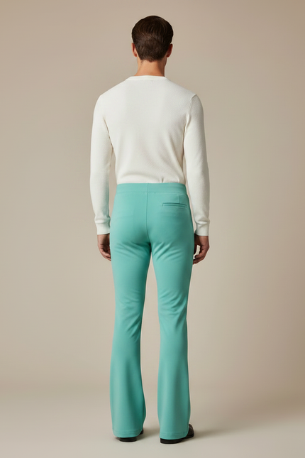 Pantalon Patte D'Éléphant Vert Menthe Évasé Confortable Homme - Maille - vue 2