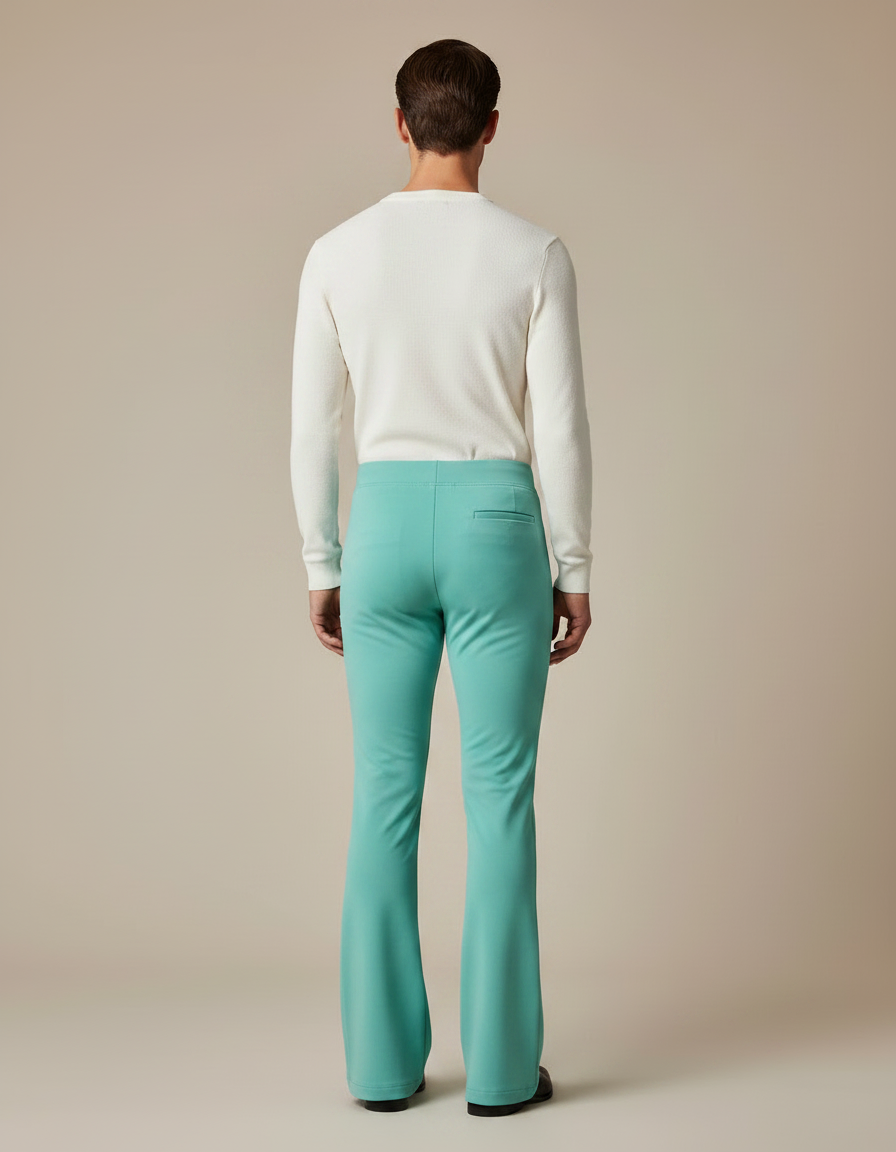 Pantalon Patte D'Éléphant Vert Menthe Évasé Confortable Homme - Maille - vue 2