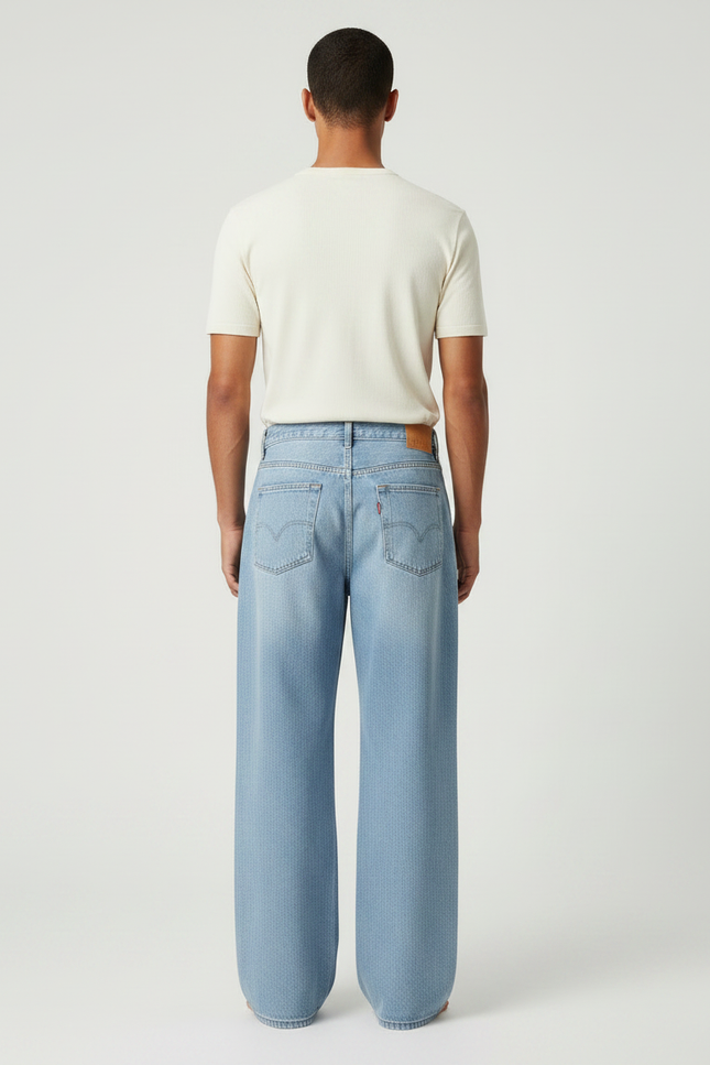 Pantalon Patte D'Éléphant Jean Ample Décontracté Bleu Clair Homme - vue 2