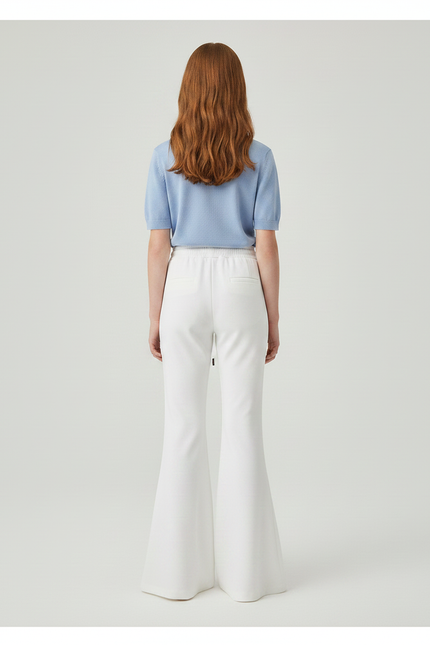 Pantalon Patte D'Éléphant Blanc Évasé Fluide Décontracté Fille - Viscose - vue 2