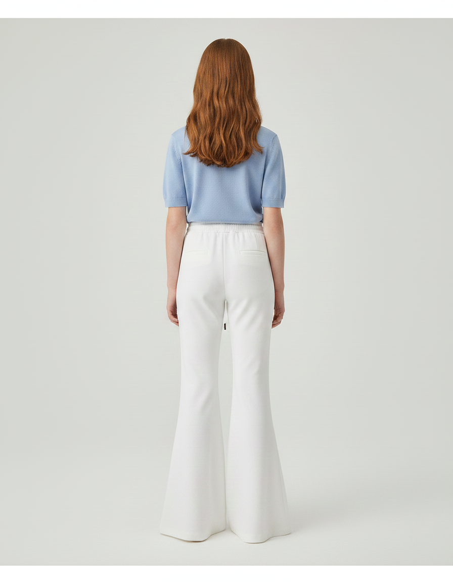Pantalon Patte D'Éléphant Blanc Évasé Fluide Décontracté Fille - Viscose - vue 2