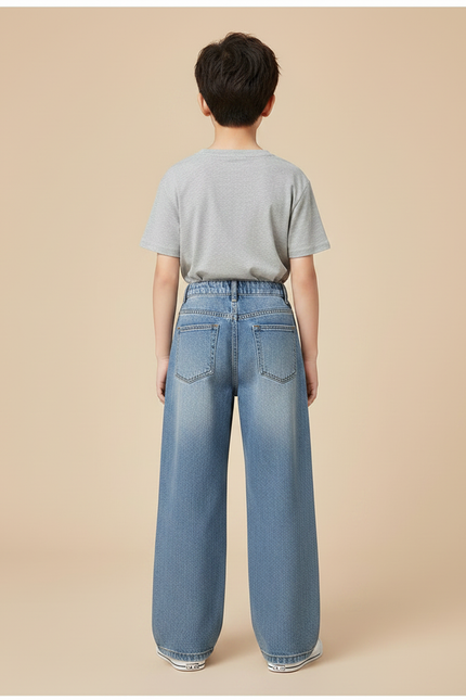 Pantalon Patte D'Éléphant Denim Bleu Ample Garçon Tendance - Jean - vue 2