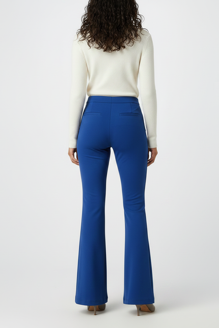 Pantalon Patte D'Éléphant Bleu Royal Taille Haute Élégant - Polyester - vue 2