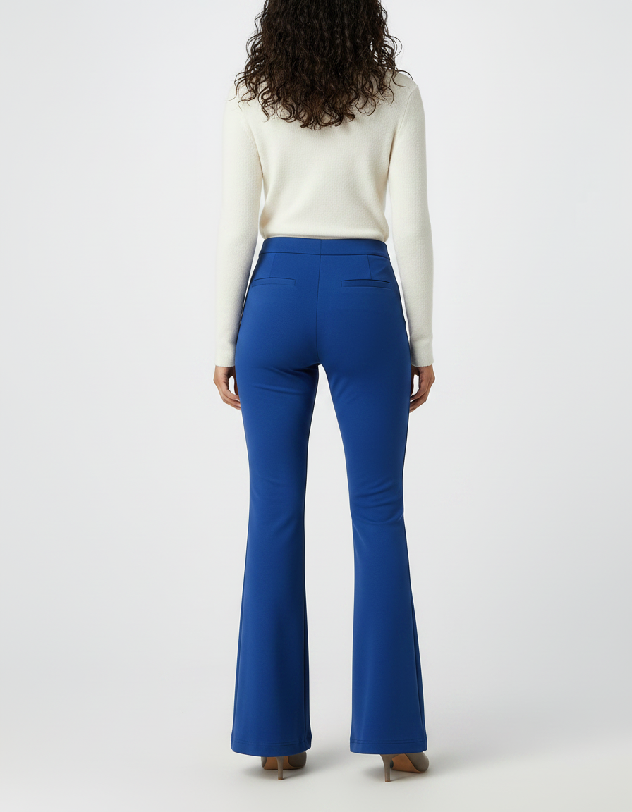 Pantalon Patte D'Éléphant Bleu Royal Taille Haute Élégant - Polyester - vue 2