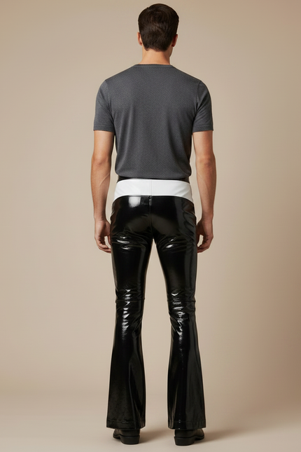 Pantalon Patte D'éléphant Sexy - Noir Simili cuir - vue 2