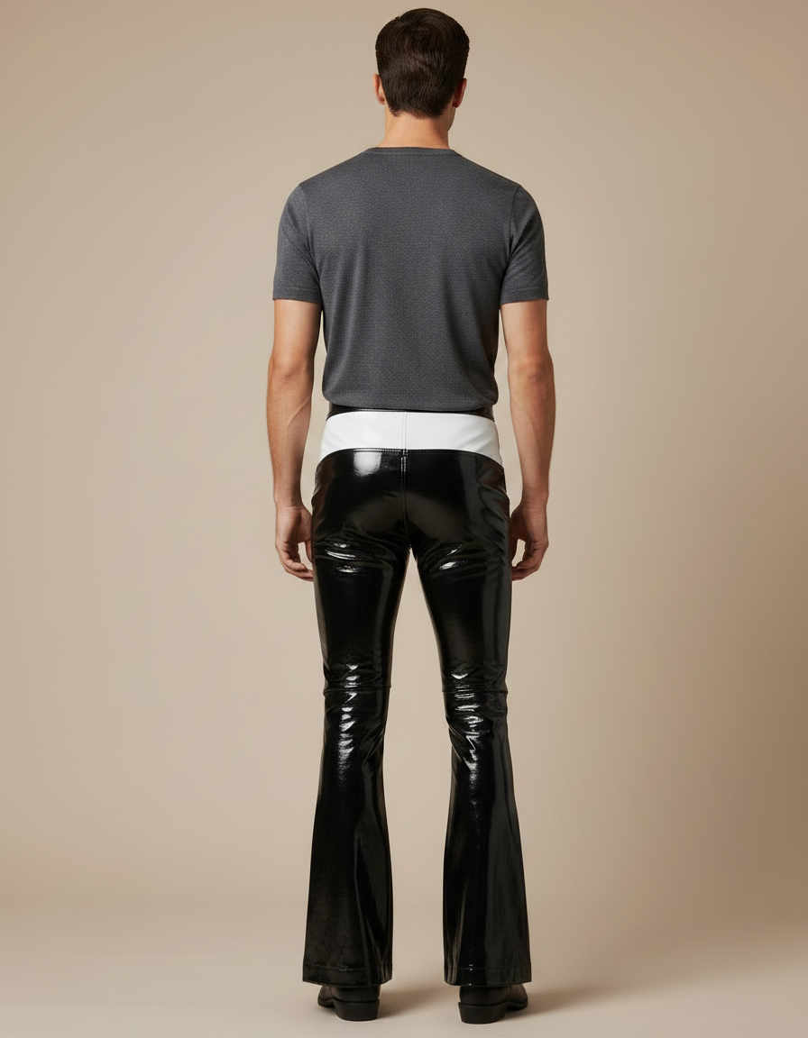 Pantalon Patte D'éléphant Sexy - Noir Simili cuir - vue 2