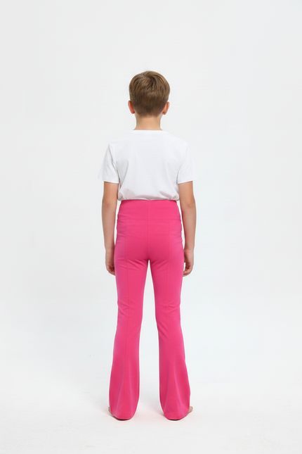 Pantalon Patte D'Éléphant Rose Vif Taille Haute Fluide - Polyester - vue 2
