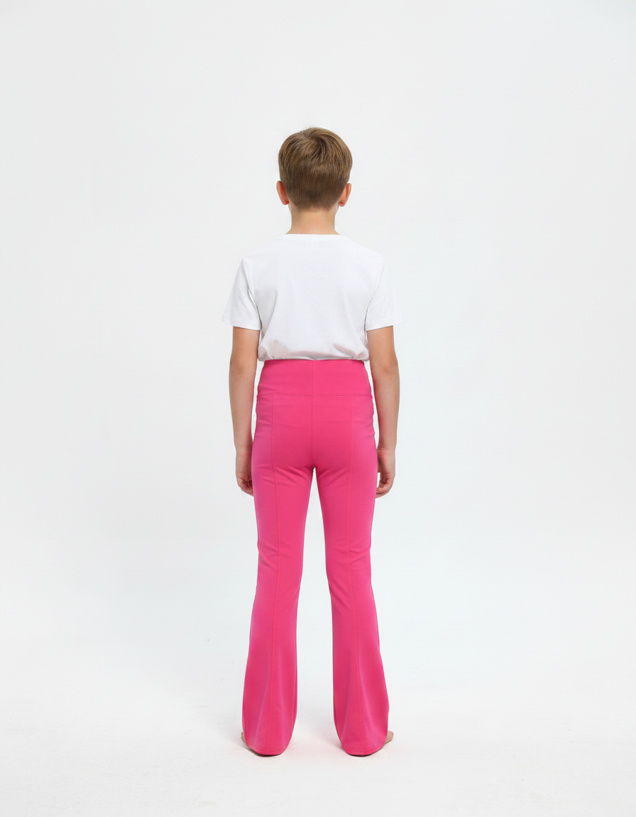 Pantalon Patte D'Éléphant Rose Vif Taille Haute Fluide - Polyester - vue 2
