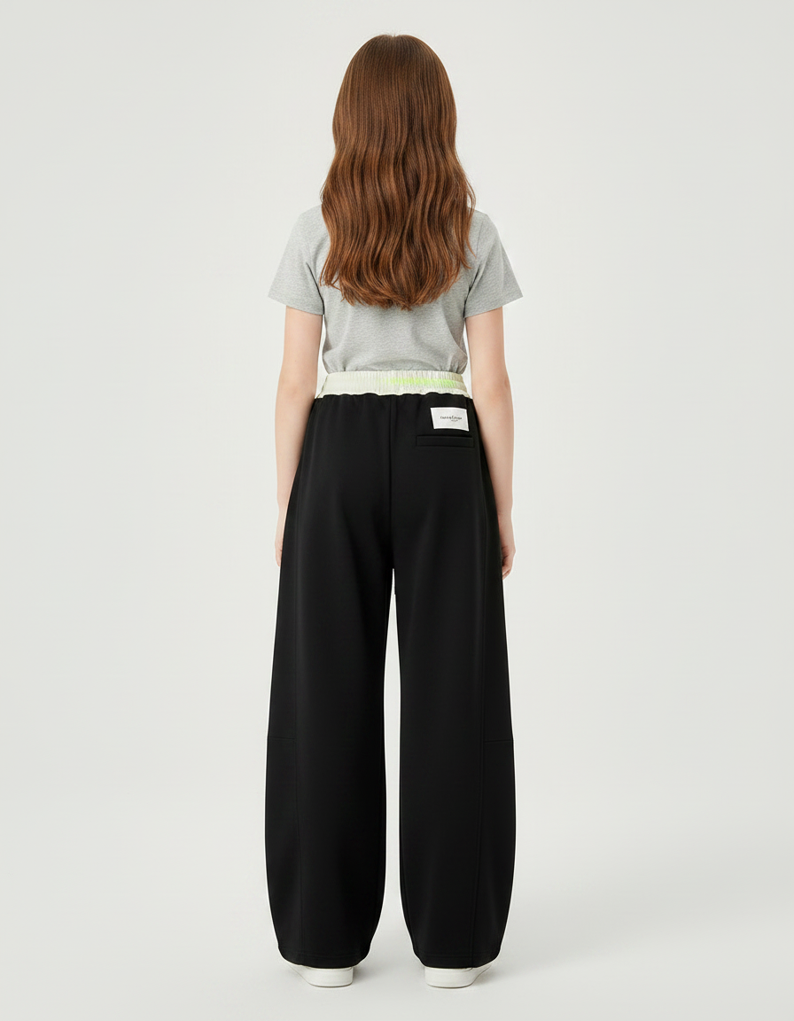 Pantalon Patte D'Éléphant Noir Ample Décontracté Cordon - Molleton - vue 2