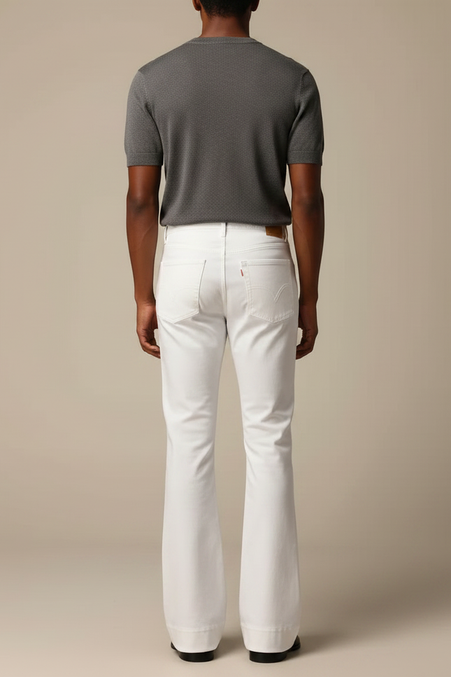Pantalon Patte D'Éléphant Blanc Classique Homme Évasé - Gabardine - vue 2