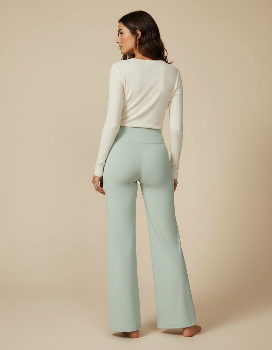 Pantalon Patte D'Éléphant Vert Menthe Confortable Fluide Yoga - Polyester - vue 2