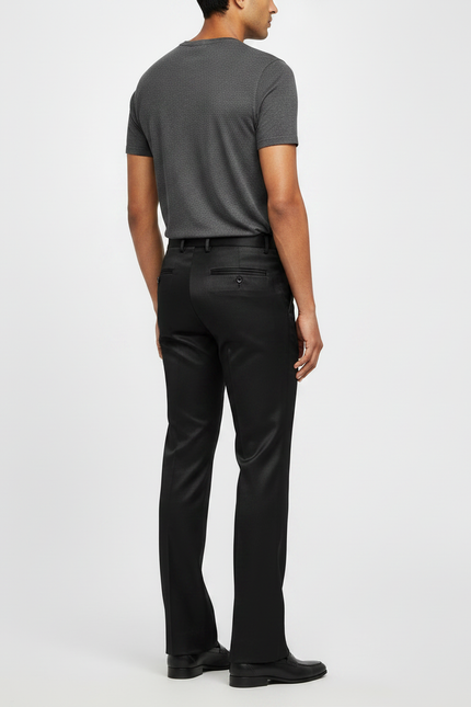 Pantalon Patte D'Éléphant Noir Homme Évasé Élégant Satiné - vue 2