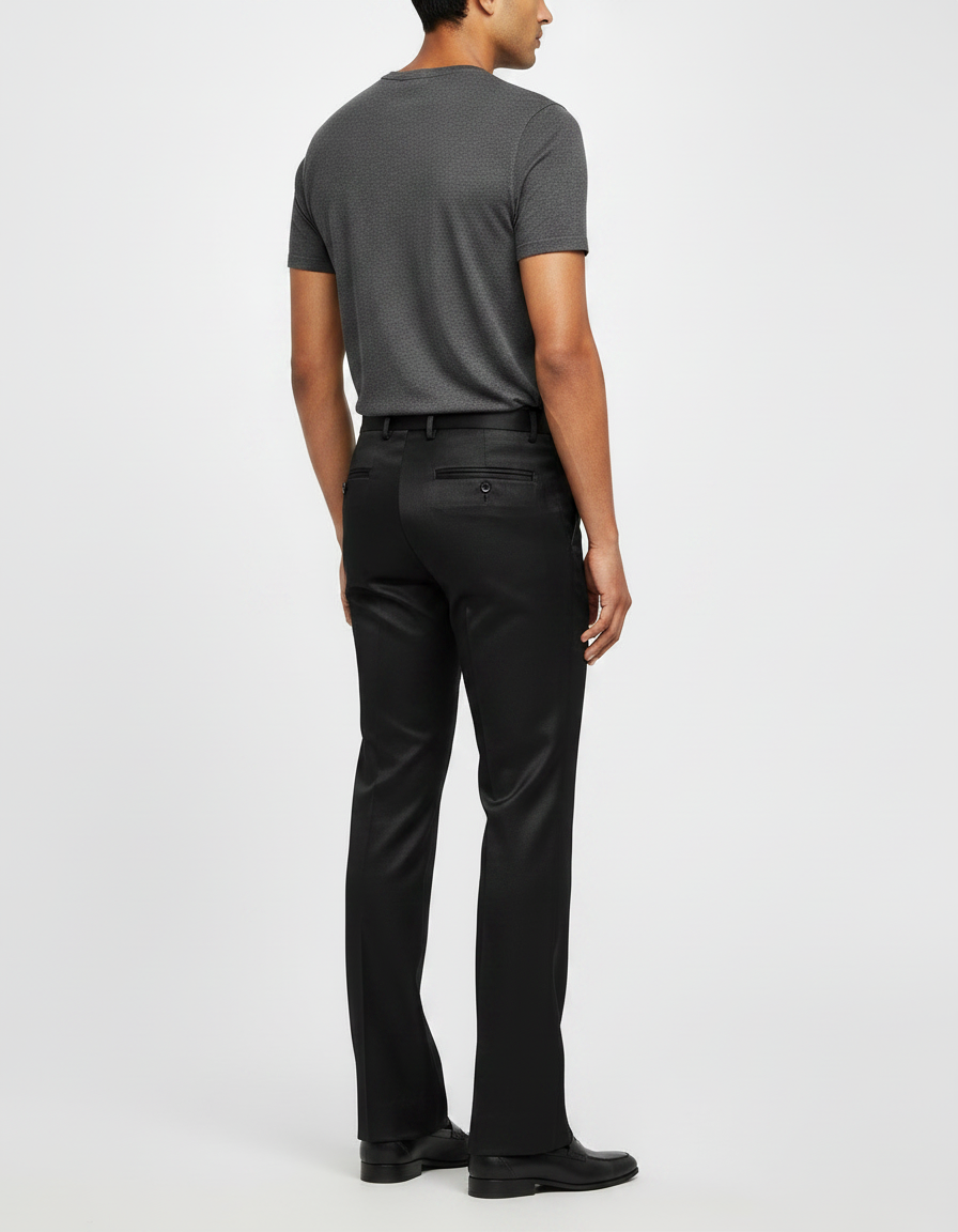 Pantalon Patte D'Éléphant Noir Homme Évasé Élégant Satiné - vue 2