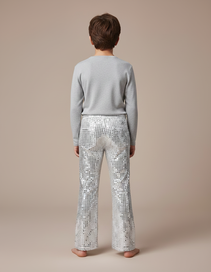 Pantalon Patte D'Éléphant Argenté Paillettes Disco Enfant - Polyester - vue 2