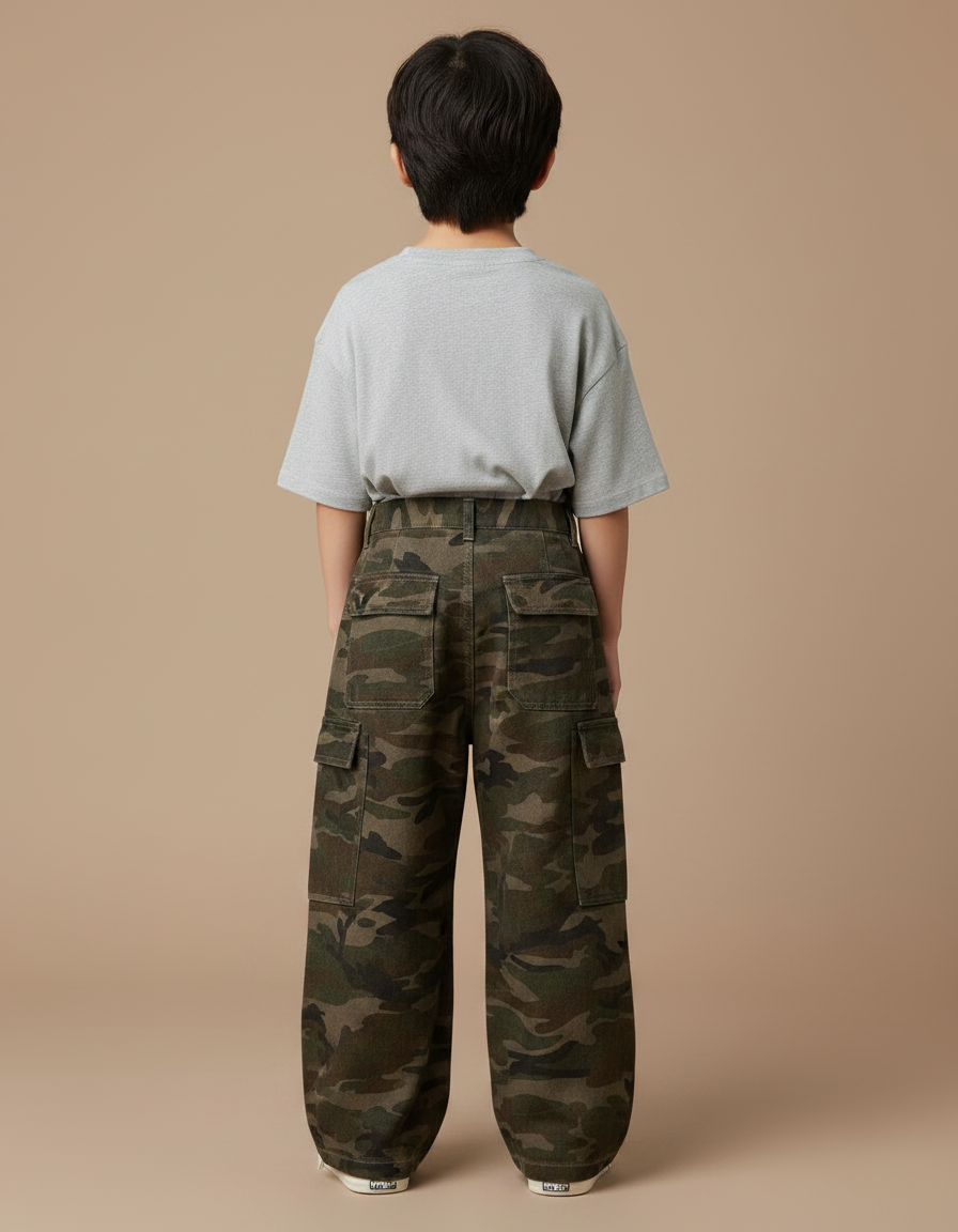 Pantalon Patte D'Éléphant Camouflage Cargo Ample Garçon Tendance - Imprimé Toile - vue 2