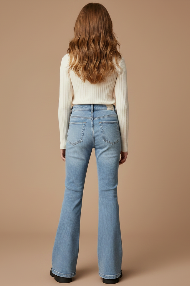 Pantalon Patte D'Éléphant Bleu Clair Denim Évasé Confortable - Jean - vue 2