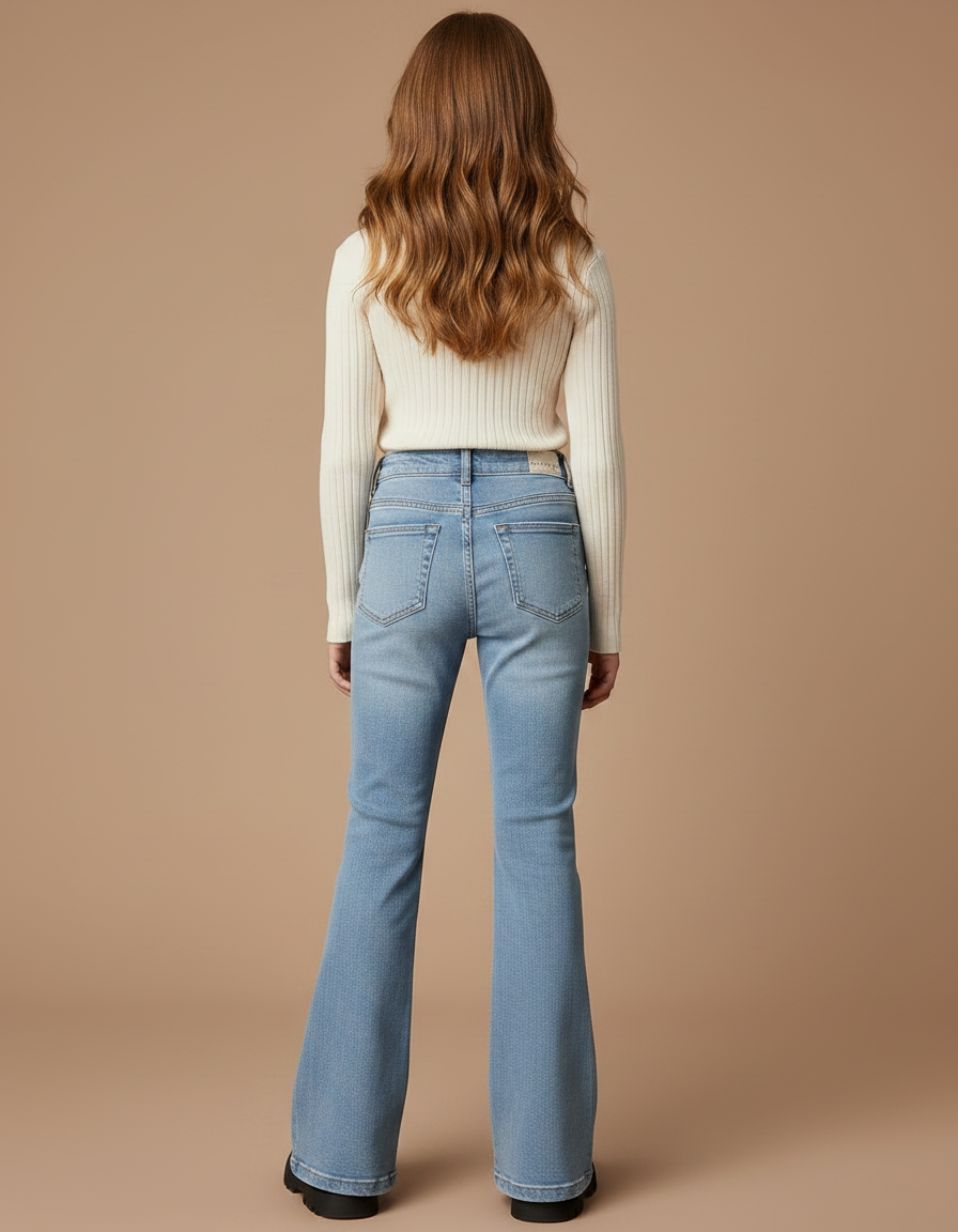 Pantalon Patte D'Éléphant Bleu Clair Denim Évasé Confortable - Jean - vue 2