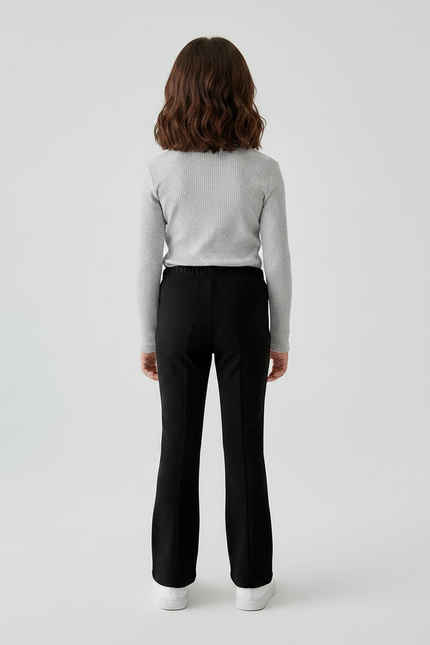 Pantalon Patte D'Éléphant Noir Uni Évasé Confortable Fille - Molleton - vue 2