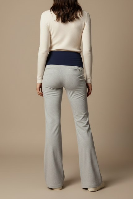 Pantalon Patte D'Éléphant Gris Taille Basse Confortable - Molleton - vue 2