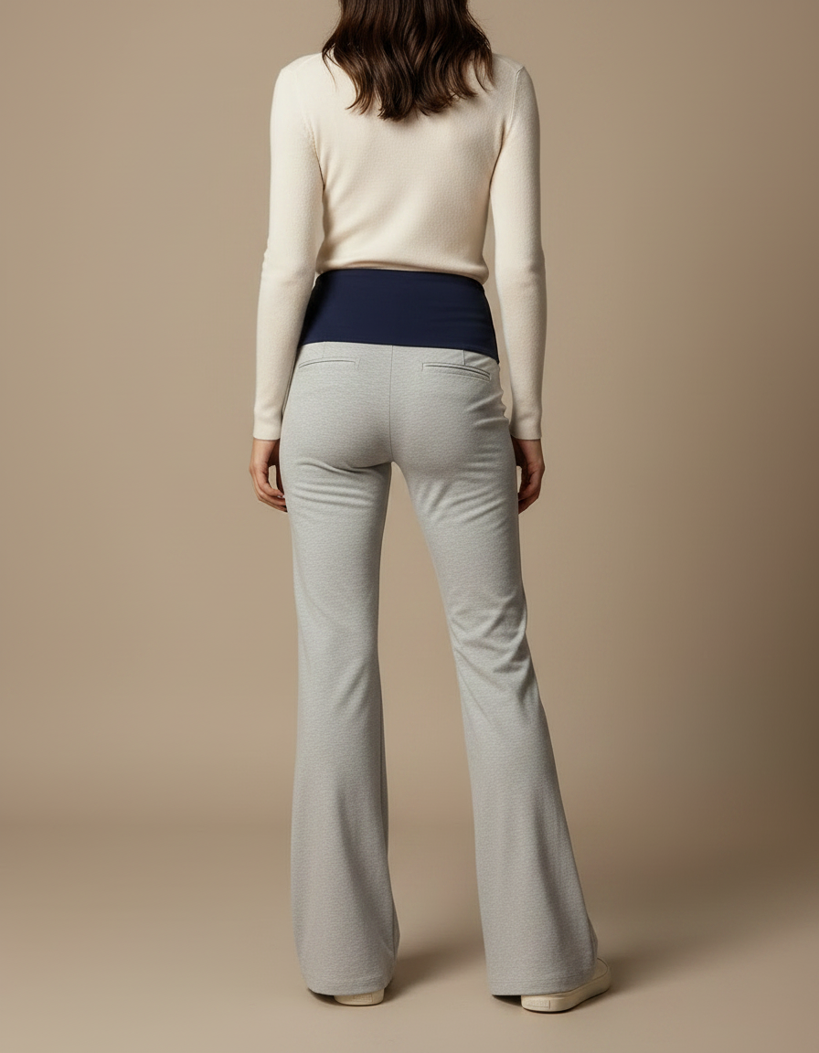 Pantalon Patte D'Éléphant Gris Taille Basse Confortable - Molleton - vue 2