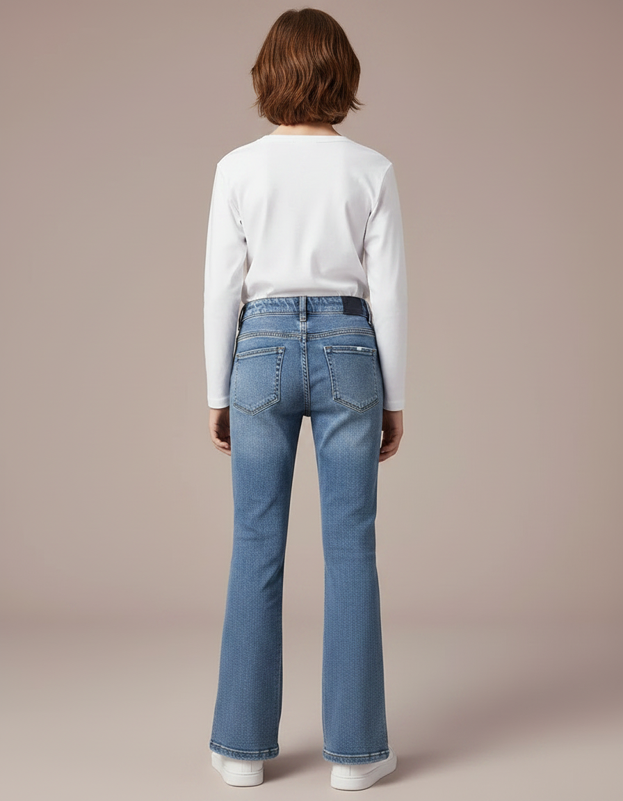 Pantalon Patte D'Éléphant Jean Denim Bleu Évasé Junior - vue 2