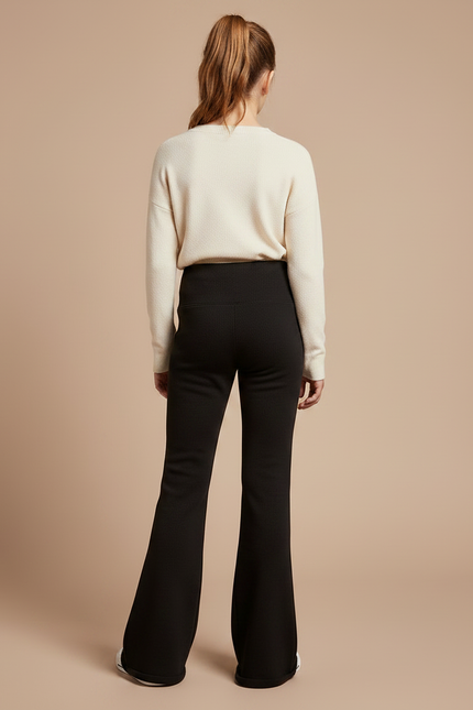Pantalon Patte D'Éléphant Noir Évasé Confortable Côtelé - Maille - vue 2