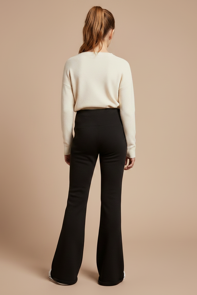 Pantalon Patte D'Éléphant Noir Évasé Confortable Côtelé - Maille - vue 2