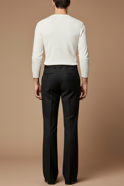 Pantalon Patte D'Éléphant Homme Noir Évasé Classique Élégant - Laine - vue 2