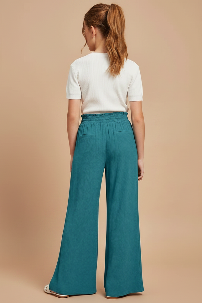 Pantalon Patte D'Éléphant Vert Émeraude Fluide Taille Haute - Viscose - vue 2