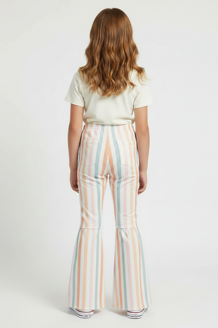 Pantalon Patte D'Éléphant Rayé Multicolore Évasé Confortable Fille - Polyester - vue 2