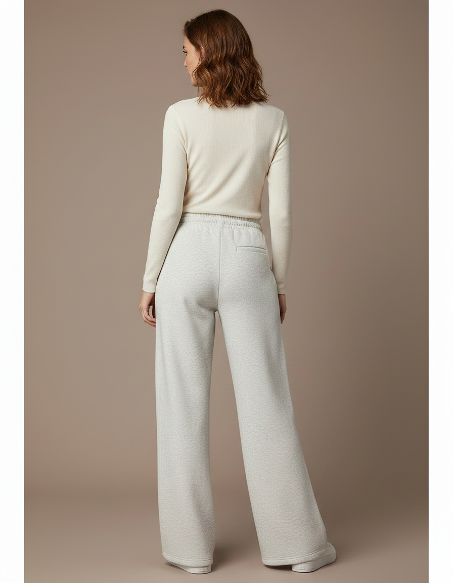 Pantalon Patte D'Éléphant Gris Clair Ample Décontracté Molletonné - vue 2