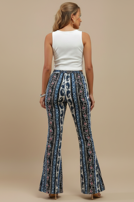 Pantalon Patte D'Éléphant Imprimé Paisley Bohème Taille Haute Fluide - Viscose - vue 2