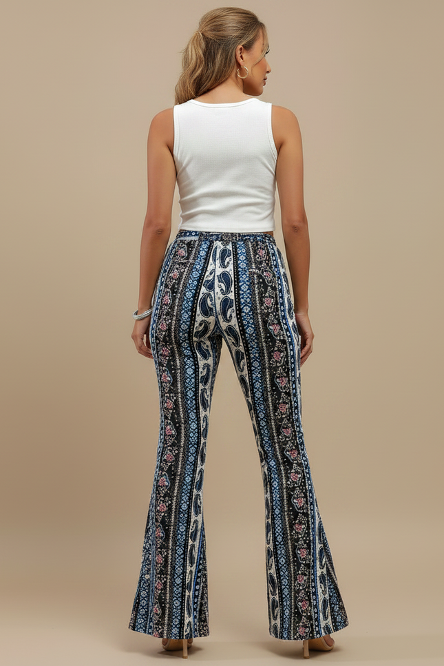 Pantalon Patte D'Éléphant Imprimé Paisley Bohème Taille Haute Fluide - Viscose - vue 2