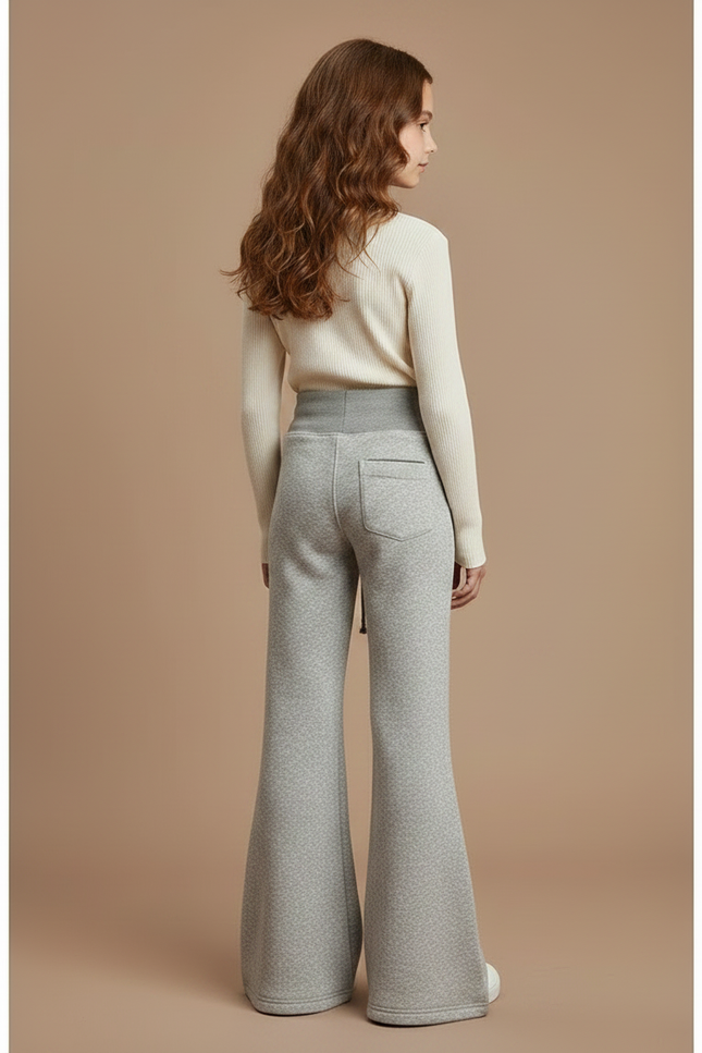 Pantalon Patte D'Éléphant Gris Ample Molleton Décontracté - vue 2