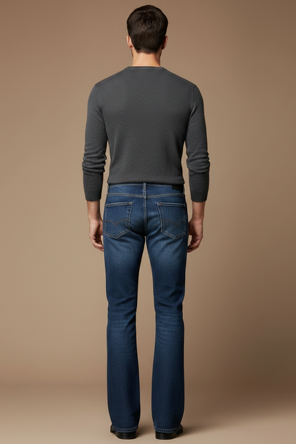 Pantalon Patte D'Éléphant Jean Bleu Classique Confortable Homme - vue 2