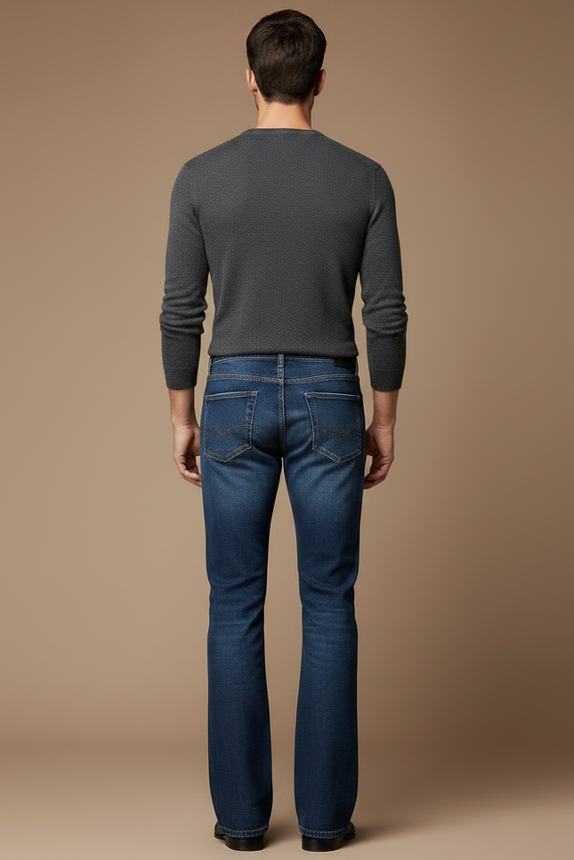 Pantalon Patte D'Éléphant Jean Bleu Classique Confortable Homme - vue 2