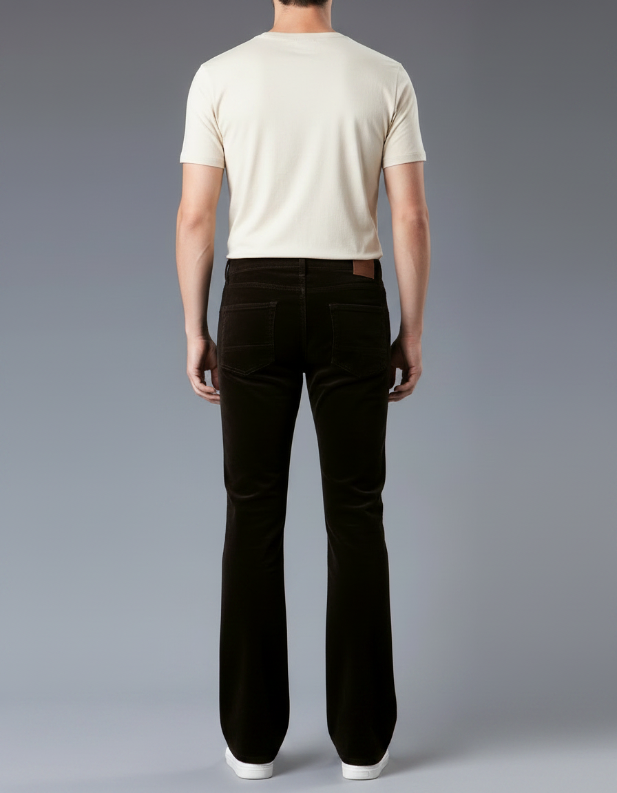 Pantalon Patte D'Éléphant Velours Côtelé Marron Homme Décontracté Évasé - vue 2