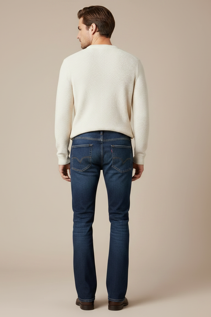 Pantalon Patte D'Éléphant Jean Bleu Coupe Droite Homme - vue 2